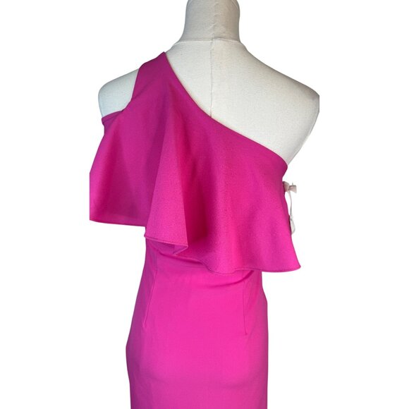 2/$30 Dear Moon Hot Pink One-Shoulder Ruffle Mini Dress - Picture 9 of 15